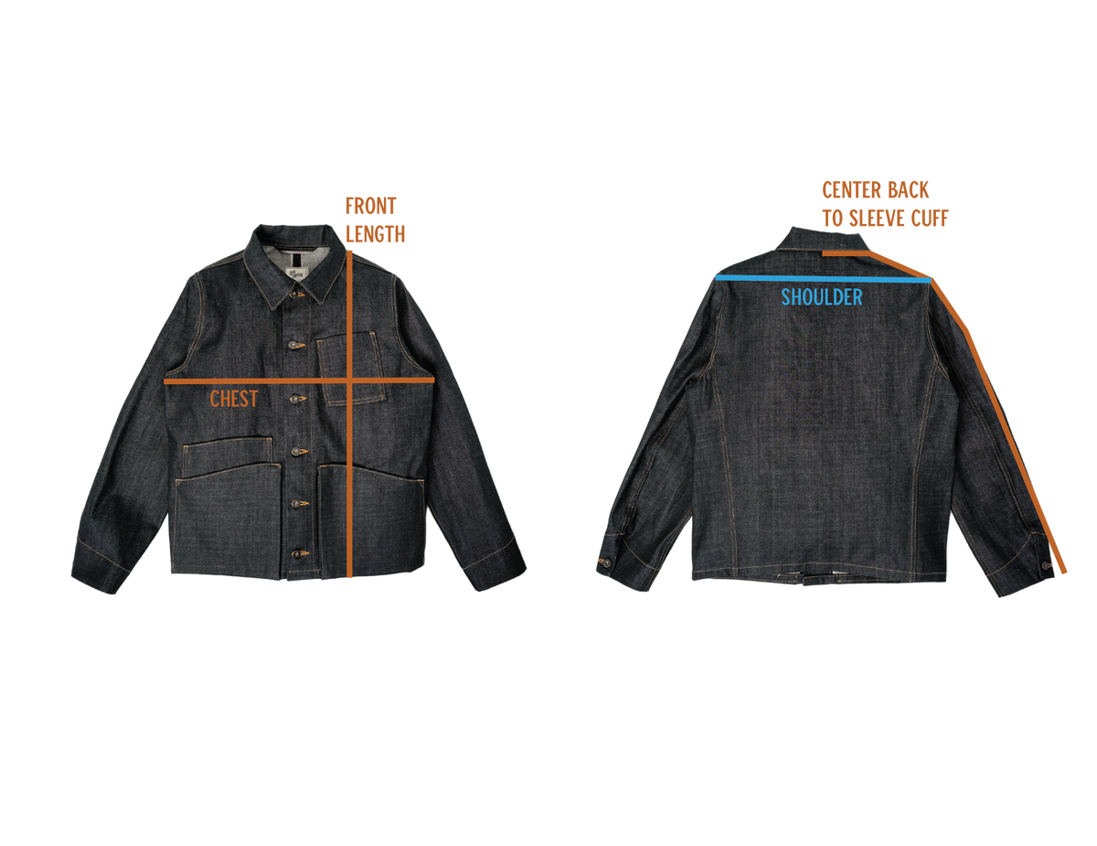 Amos Chore Coat - Indigo/Black - Rigid 14oz American Selvedge Denim